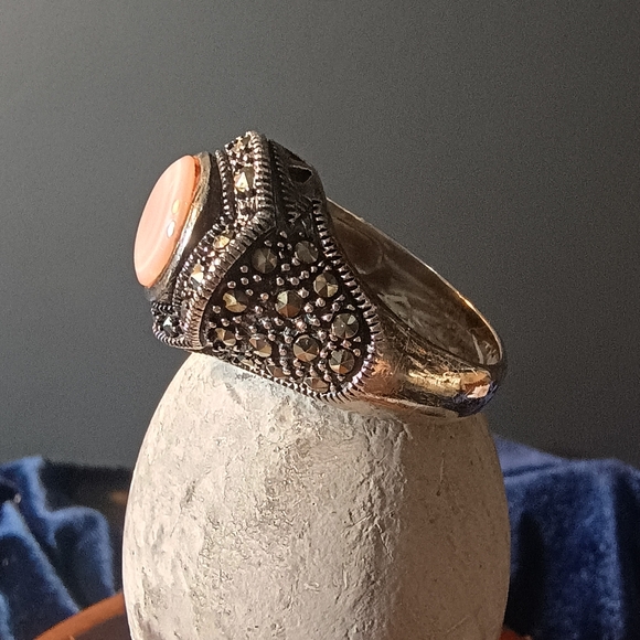 Pink and Silver Bohemian Statement Ring - Picture 3 of 4